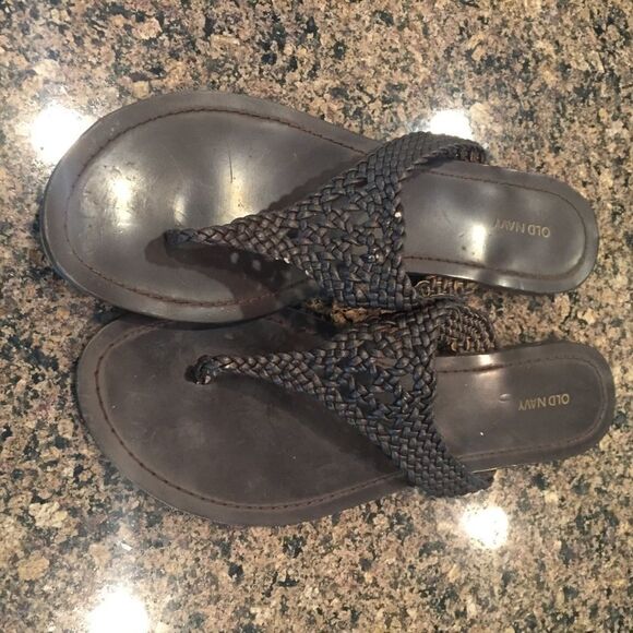 Old Navy Brown Sandals Flats - Picture 3 of 4